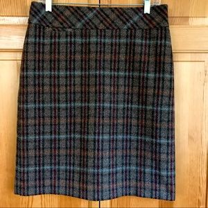 L.L.Bean Andover Sable Brown Plaid Wool Skirt 8